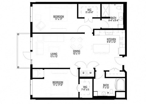 2 Bedroom Floor Plan
